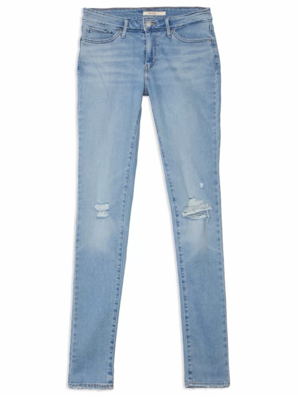 Levi's Women's Light Blue Skinny Jeans with Distressed Knees